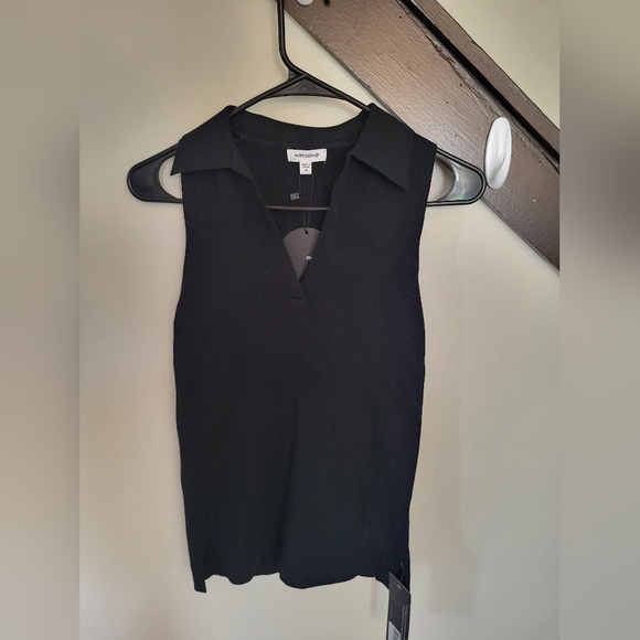 Mittoshop Black Fitted Blouse with Notched Collar - Picture 1 of 1
